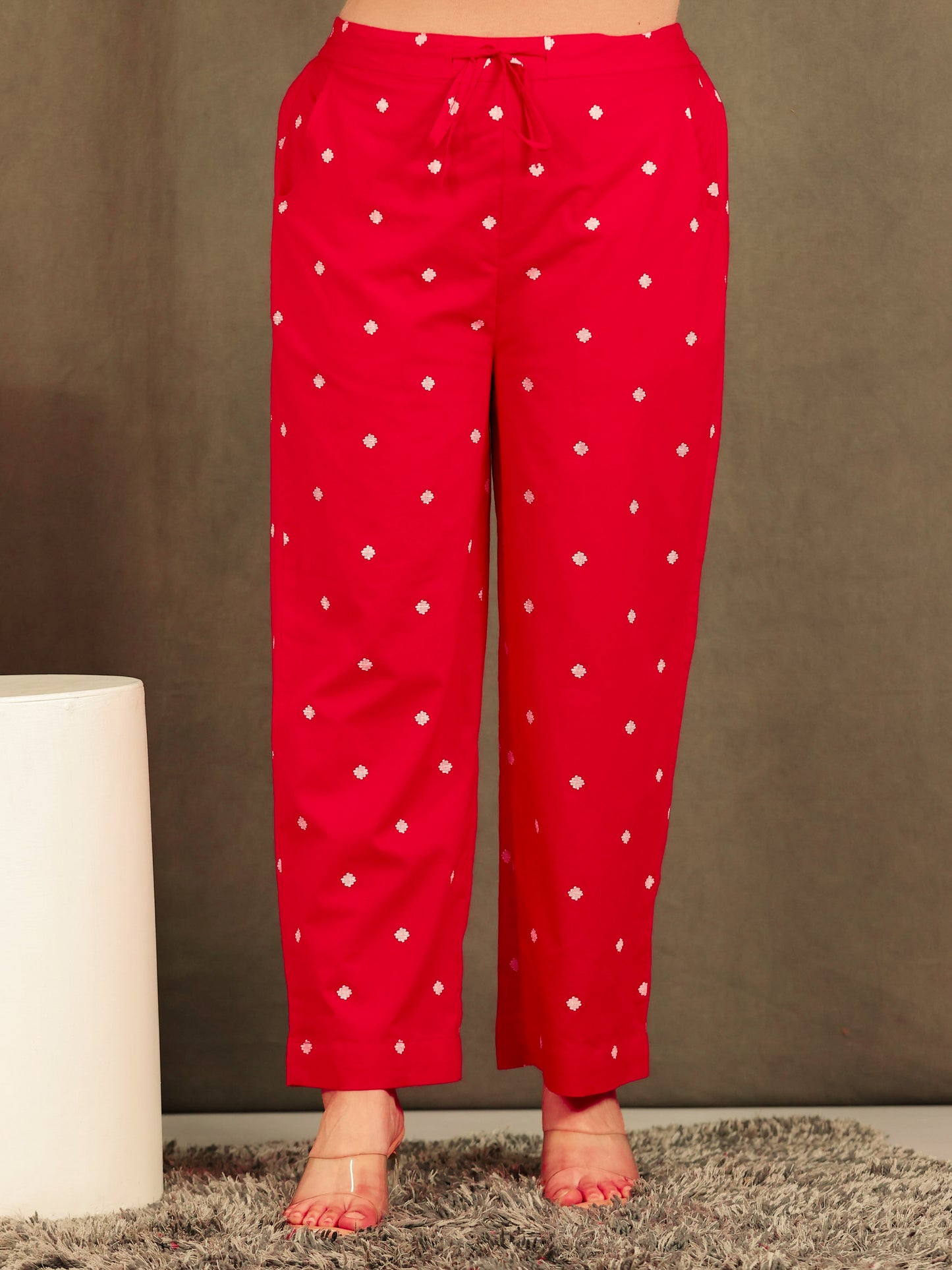 Soft Cotton Solid Red Palazzo