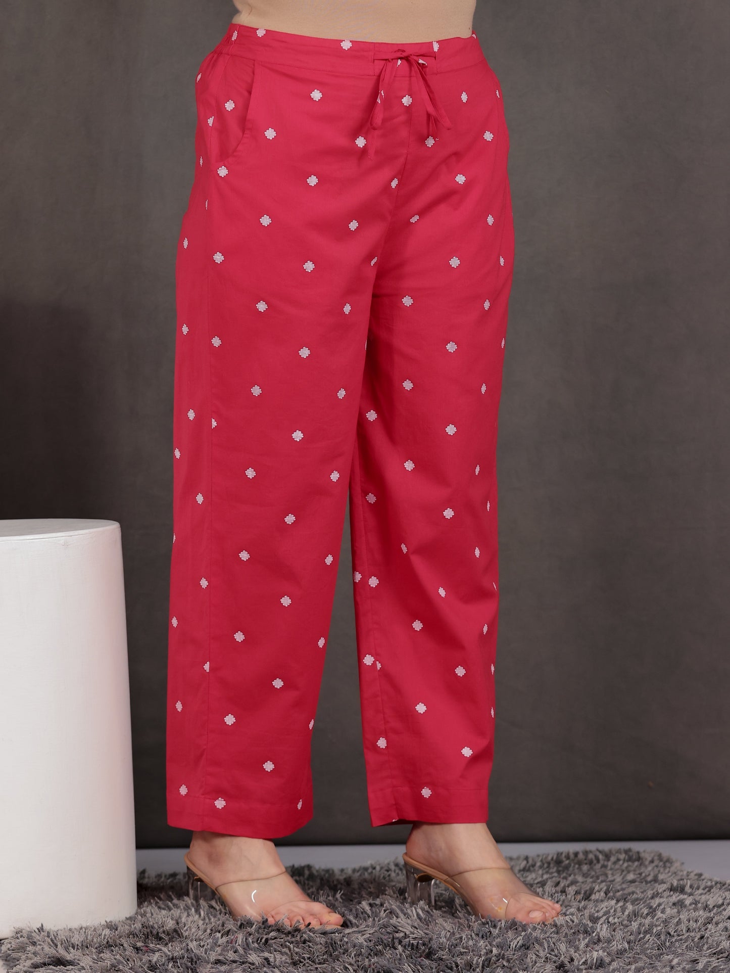 Soft Cotton Solid Red Palazzo