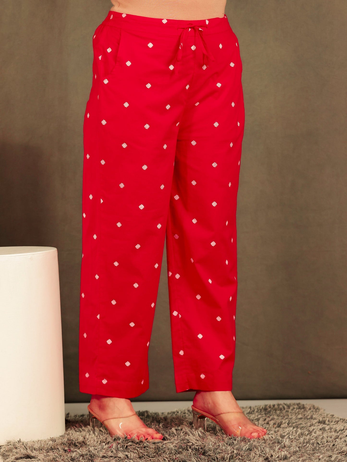 Soft Cotton Solid Red Palazzo