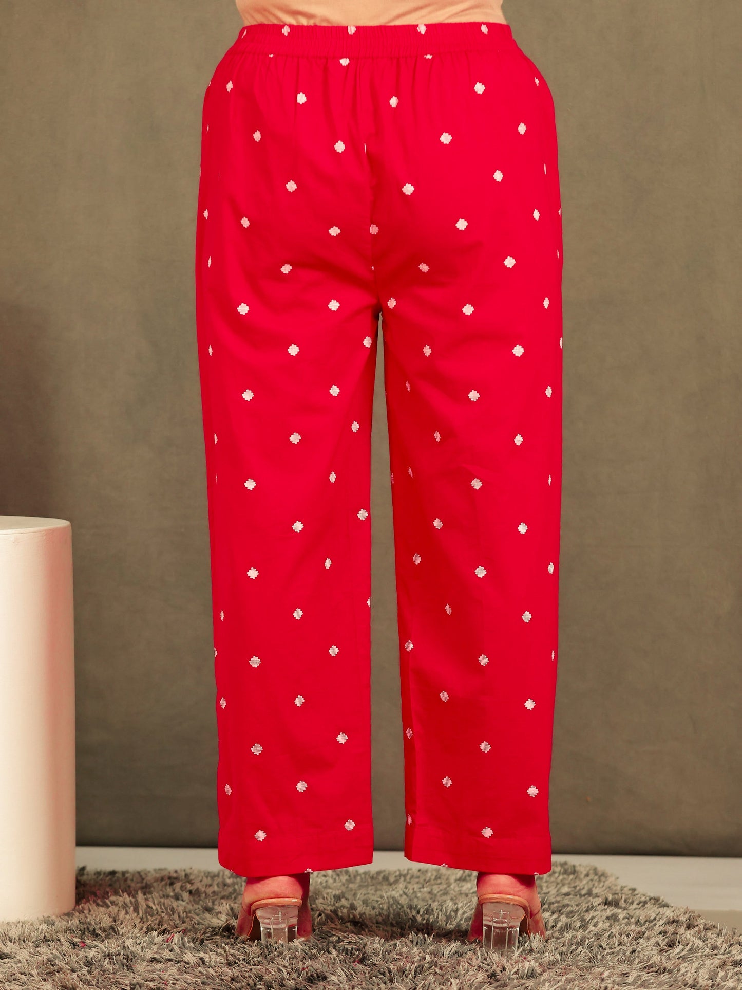 Soft Cotton Solid Red Palazzo