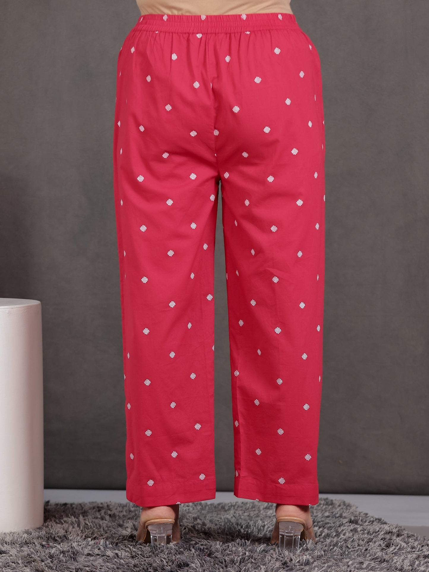 Soft Cotton Solid Red Palazzo