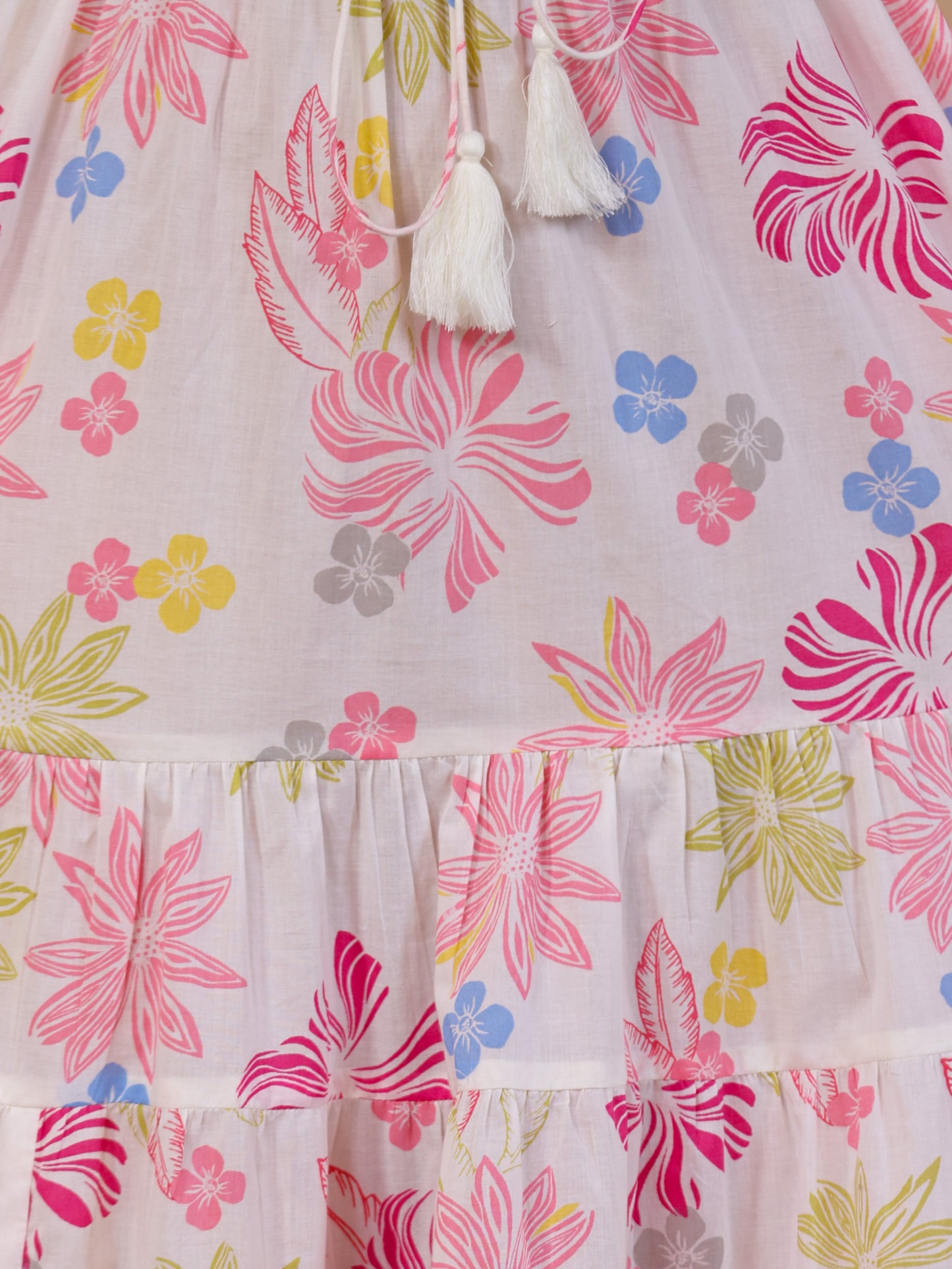 Soft Cotton Floral Anarkali Off White Dress