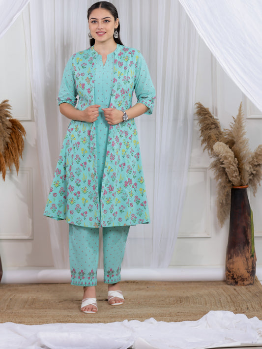 Soft Cotton Floral Mint Green Shrug