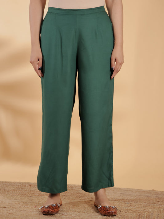 Viscose Solid Green Palazzo