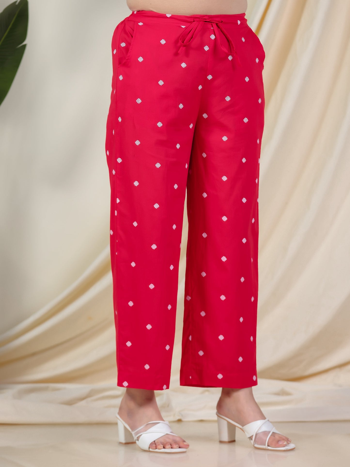 Soft Cotton Placement Print Straight Red Kurta