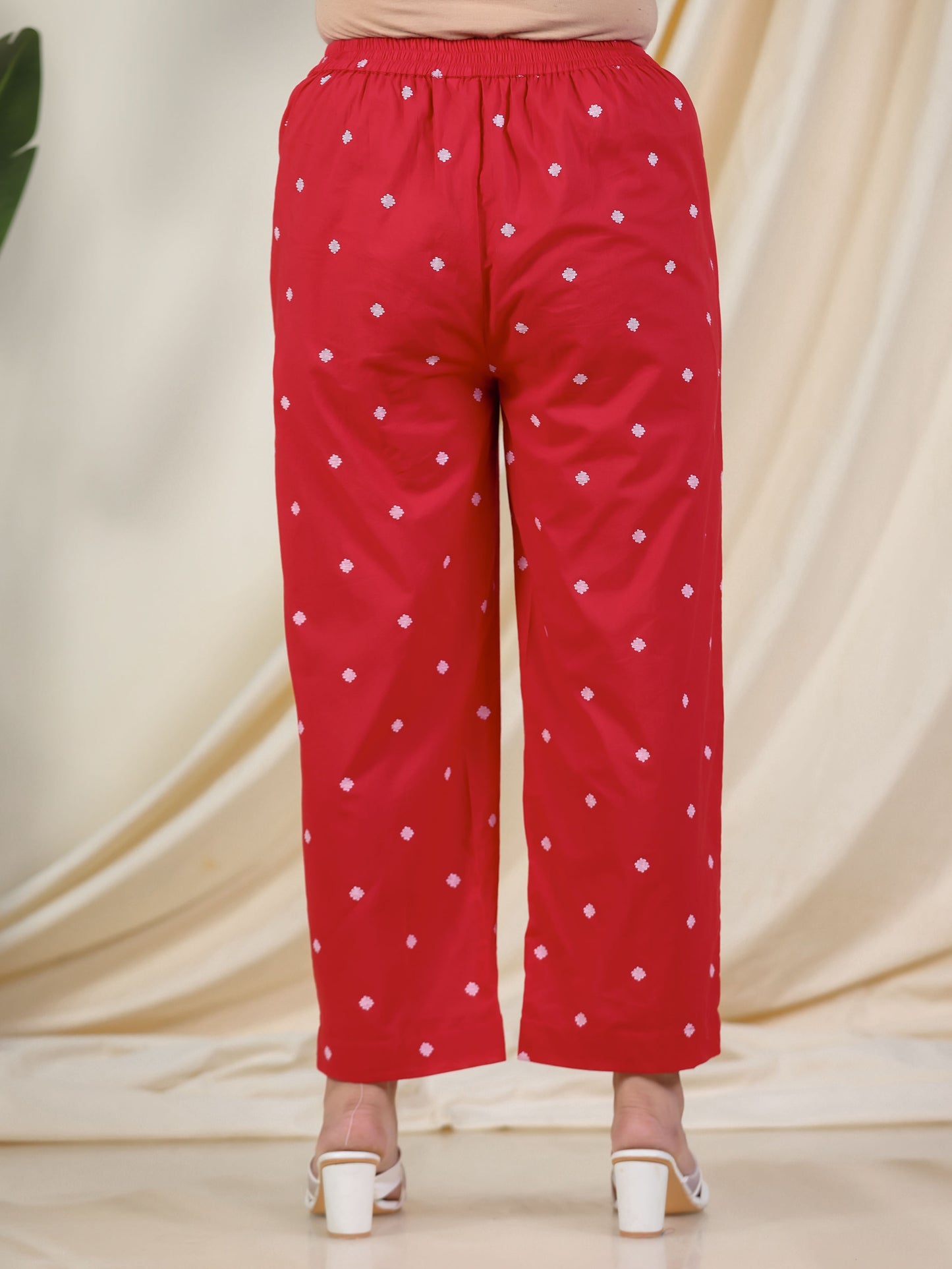 Soft Cotton Placement Print Straight Red Kurta