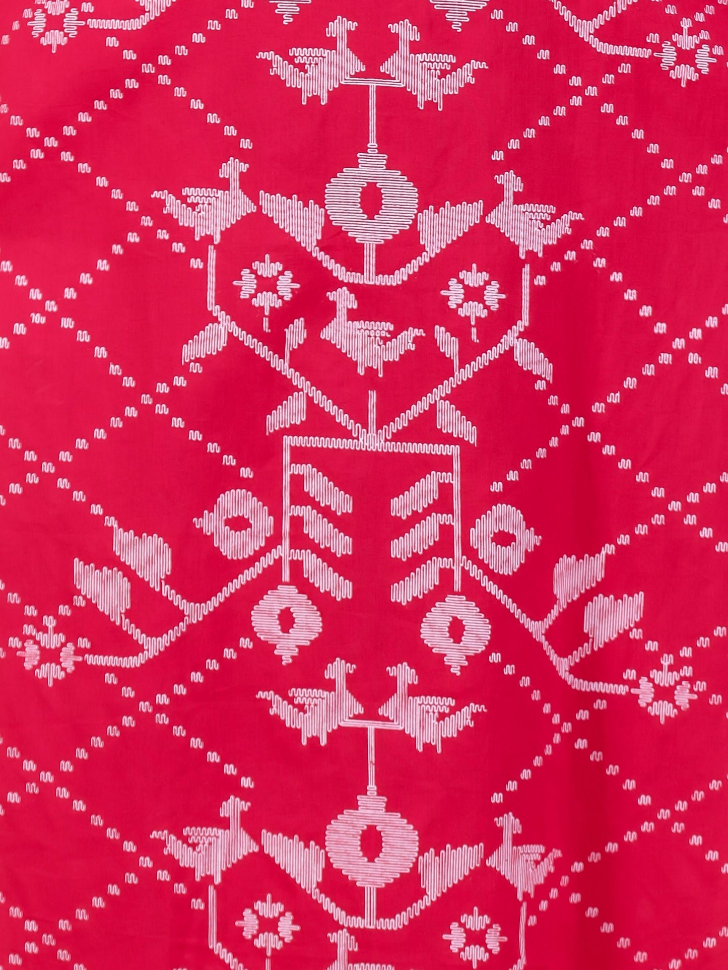 Soft Cotton Placement Print Straight Red Kurta