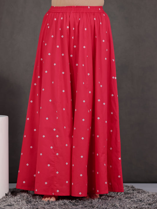 Soft Cotton Geometric Red Skirt
