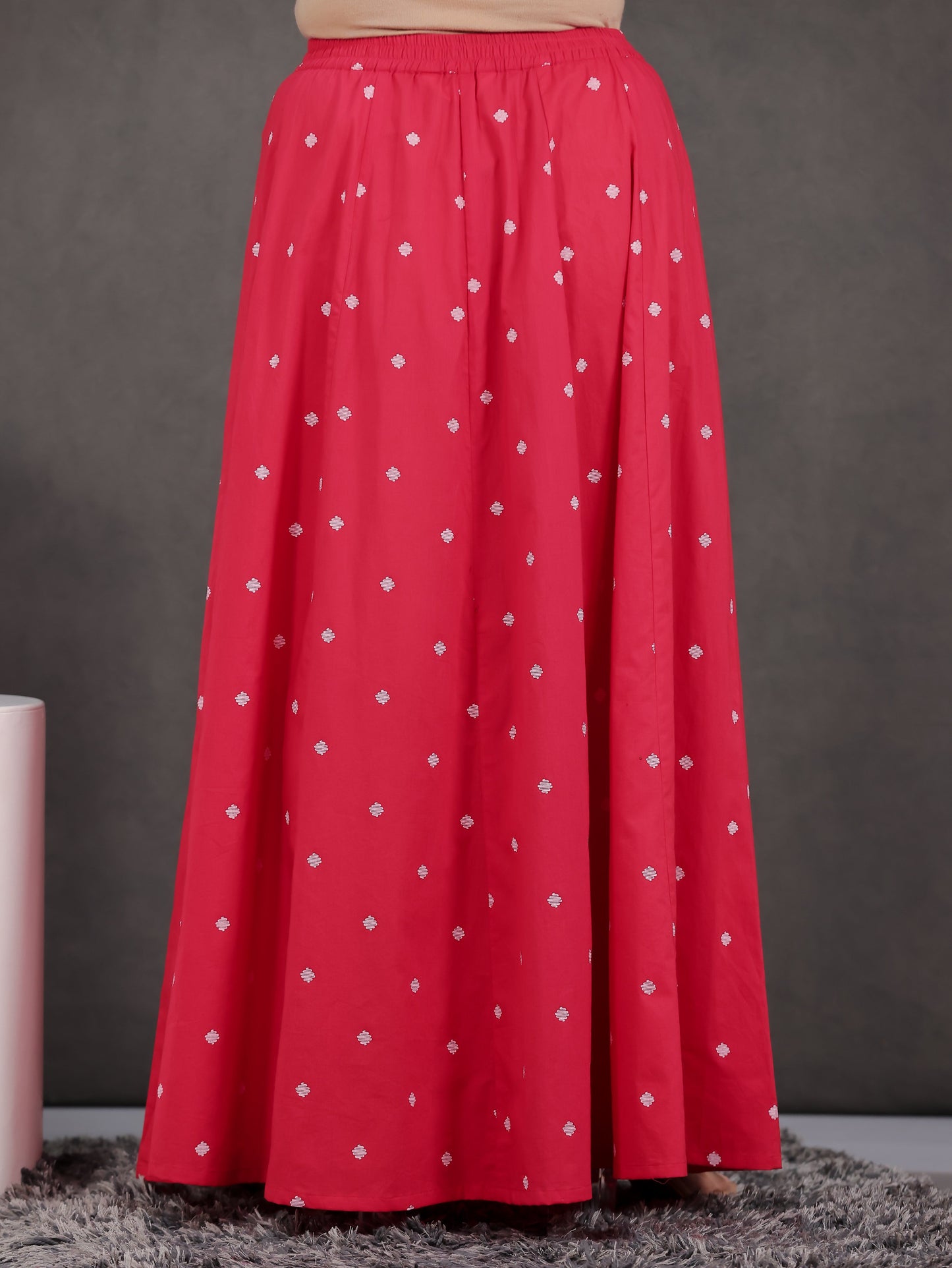 Embroidered Soft Cotton Geometric Anarkali Red Kurta