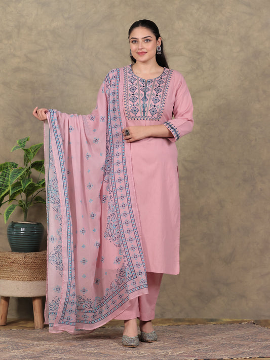 Cotton Voile Butti Peach Dupatta