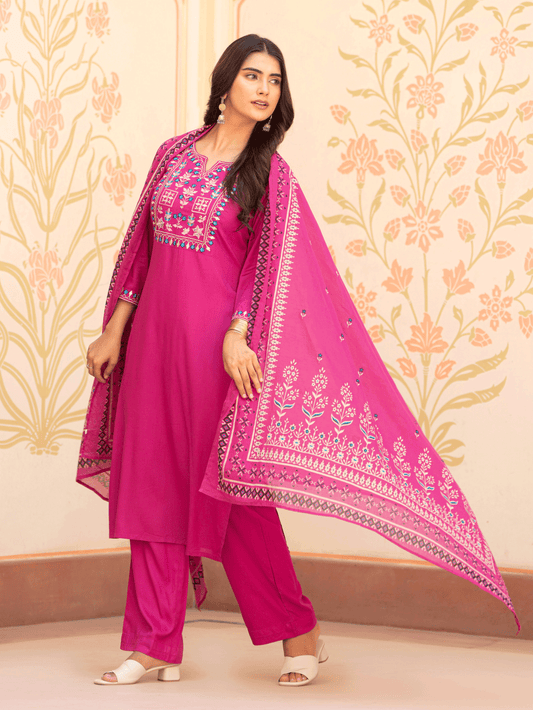 Cotton Voile Floral Pink Dupatta