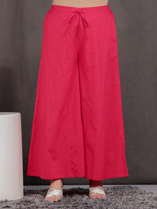 Soft Cotton Solid Red Palazzo