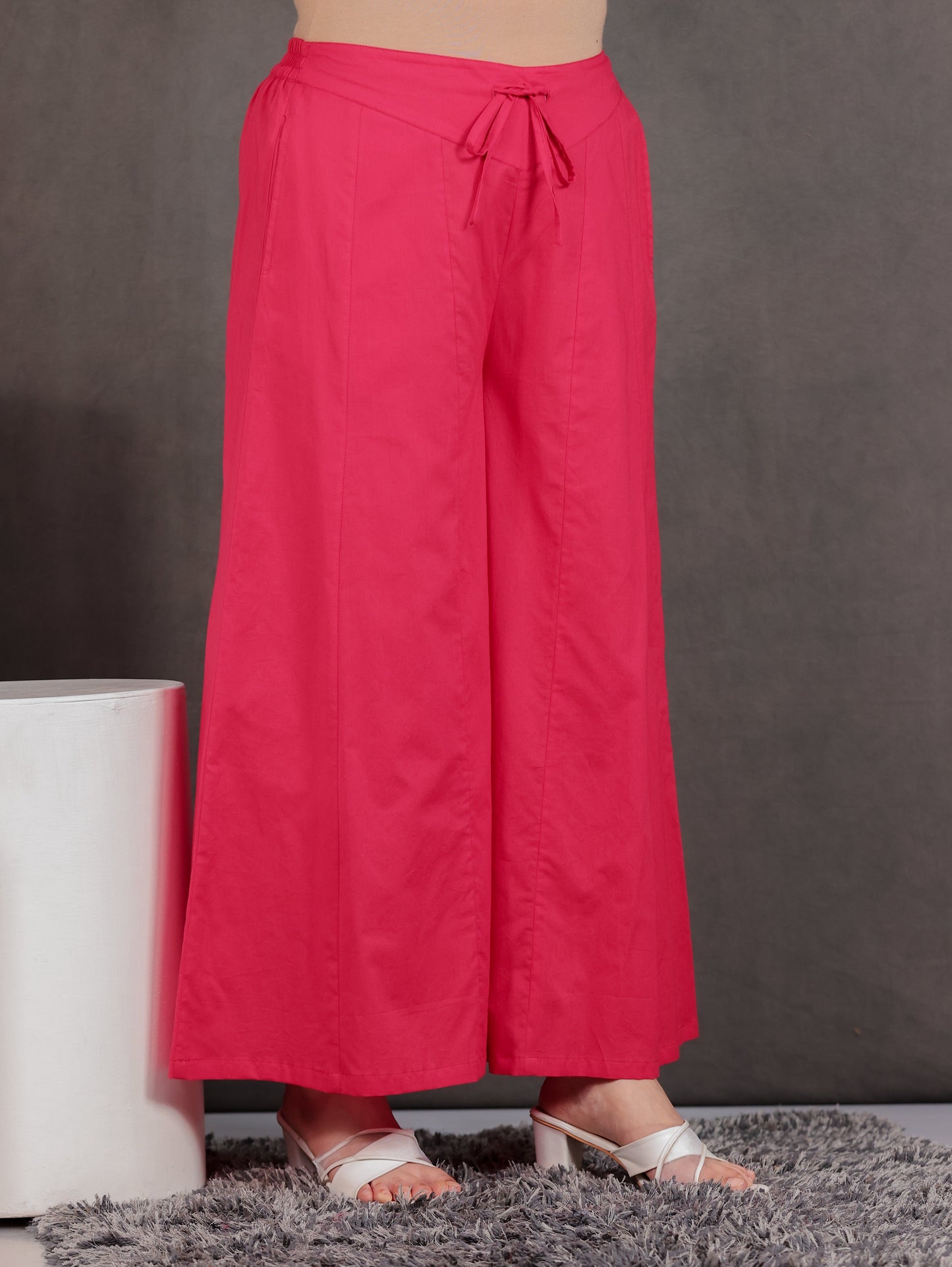 Soft Cotton Solid Red Palazzo