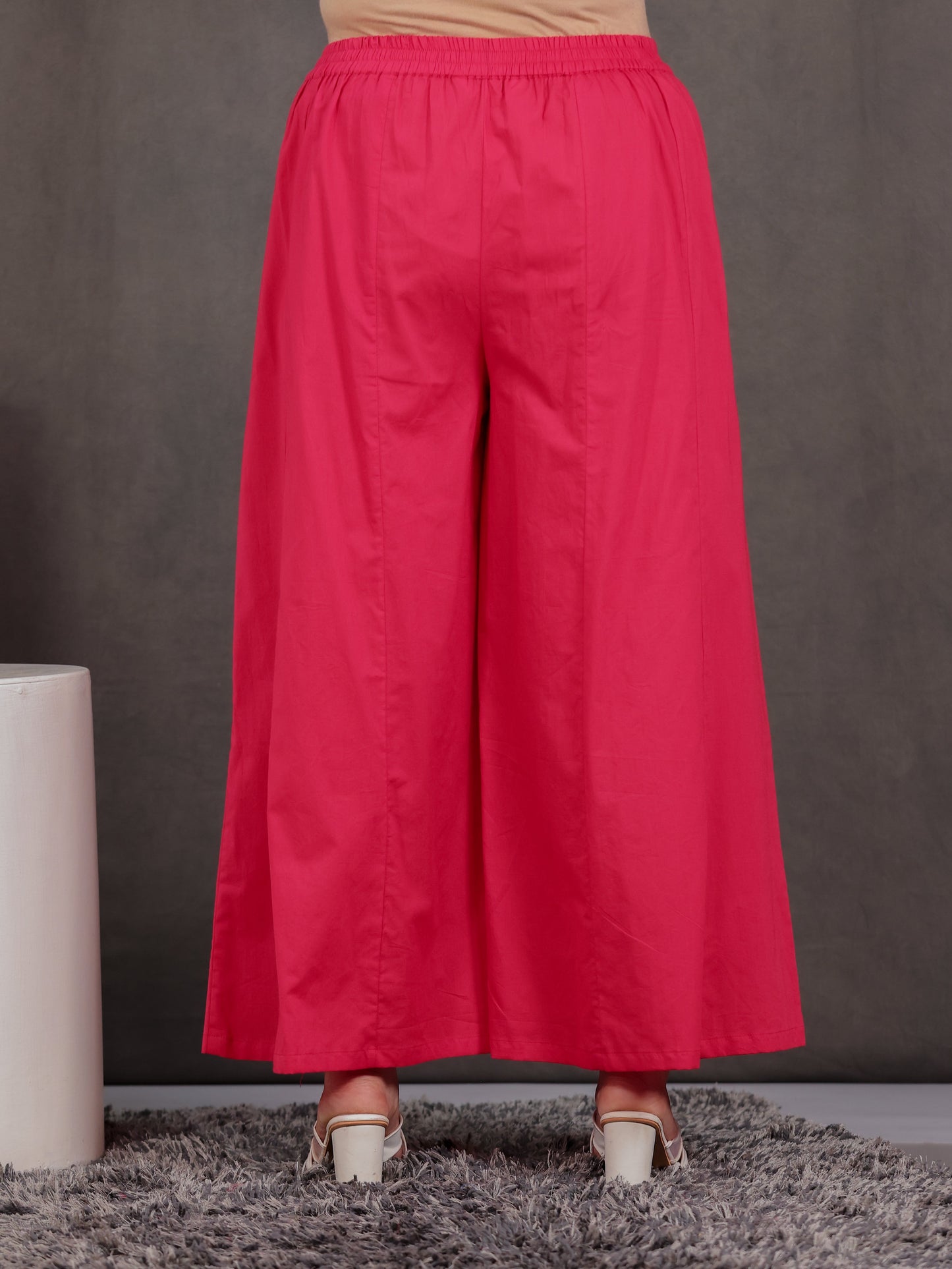 Soft Cotton Solid Red Palazzo