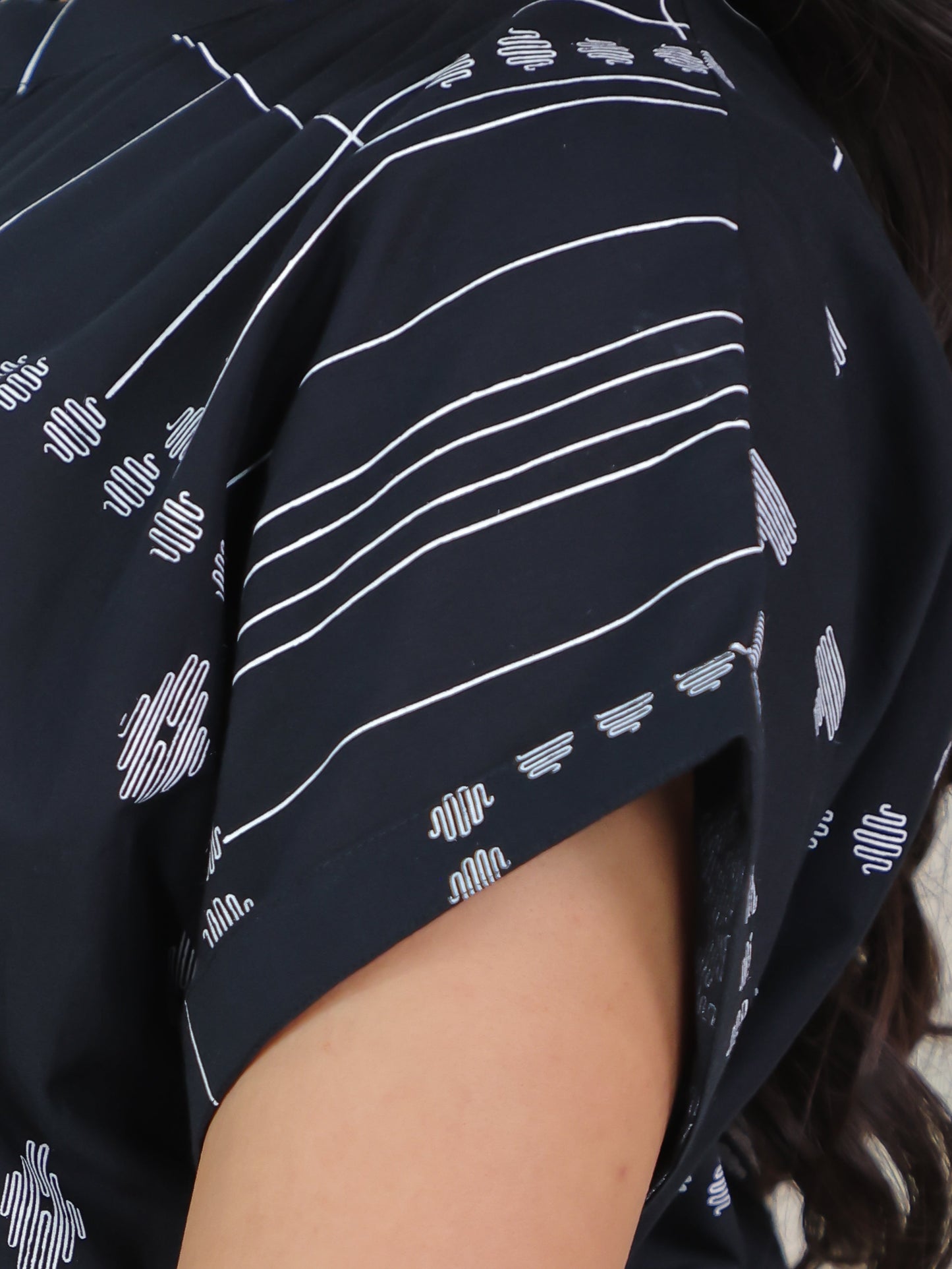Soft Cotton Patchwork A-line Black Dress