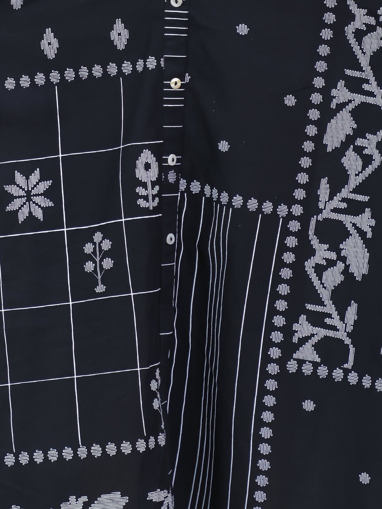 Soft Cotton Patchwork A-line Black Dress