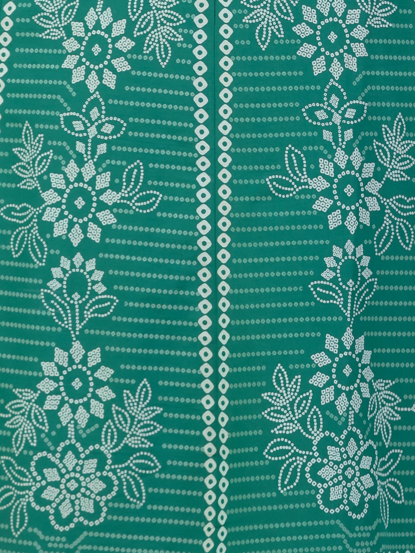 Embroidered Soft Cotton Bandhani Anarkali Green Kurta