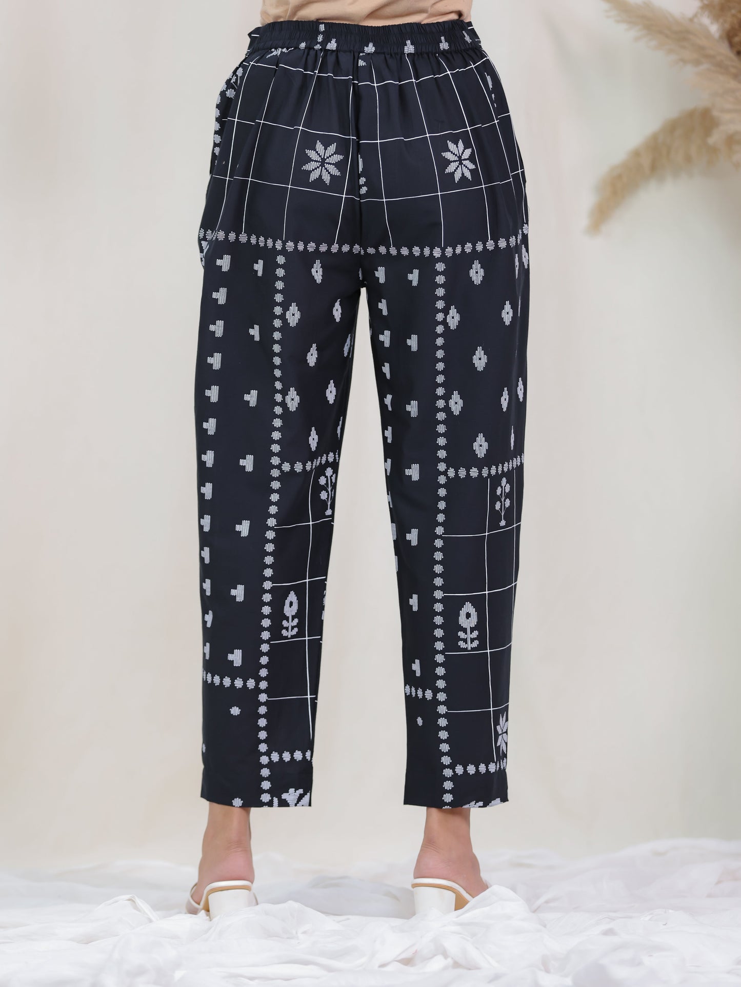 Soft Cotton Patchwork High Low Black Kurta