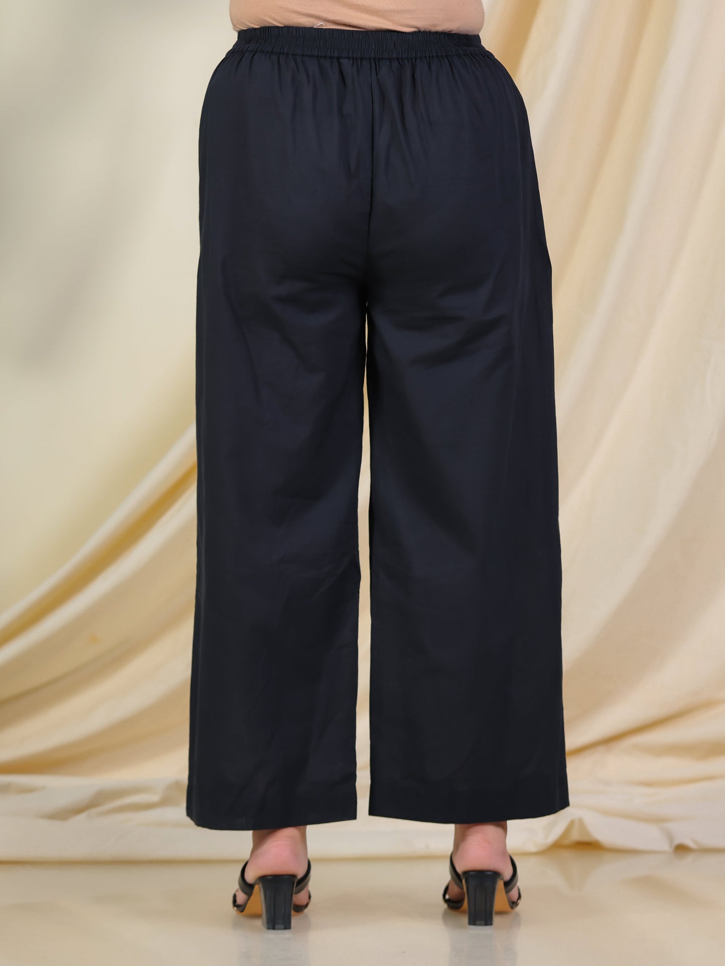 Soft Cotton Solid Black Palazzo