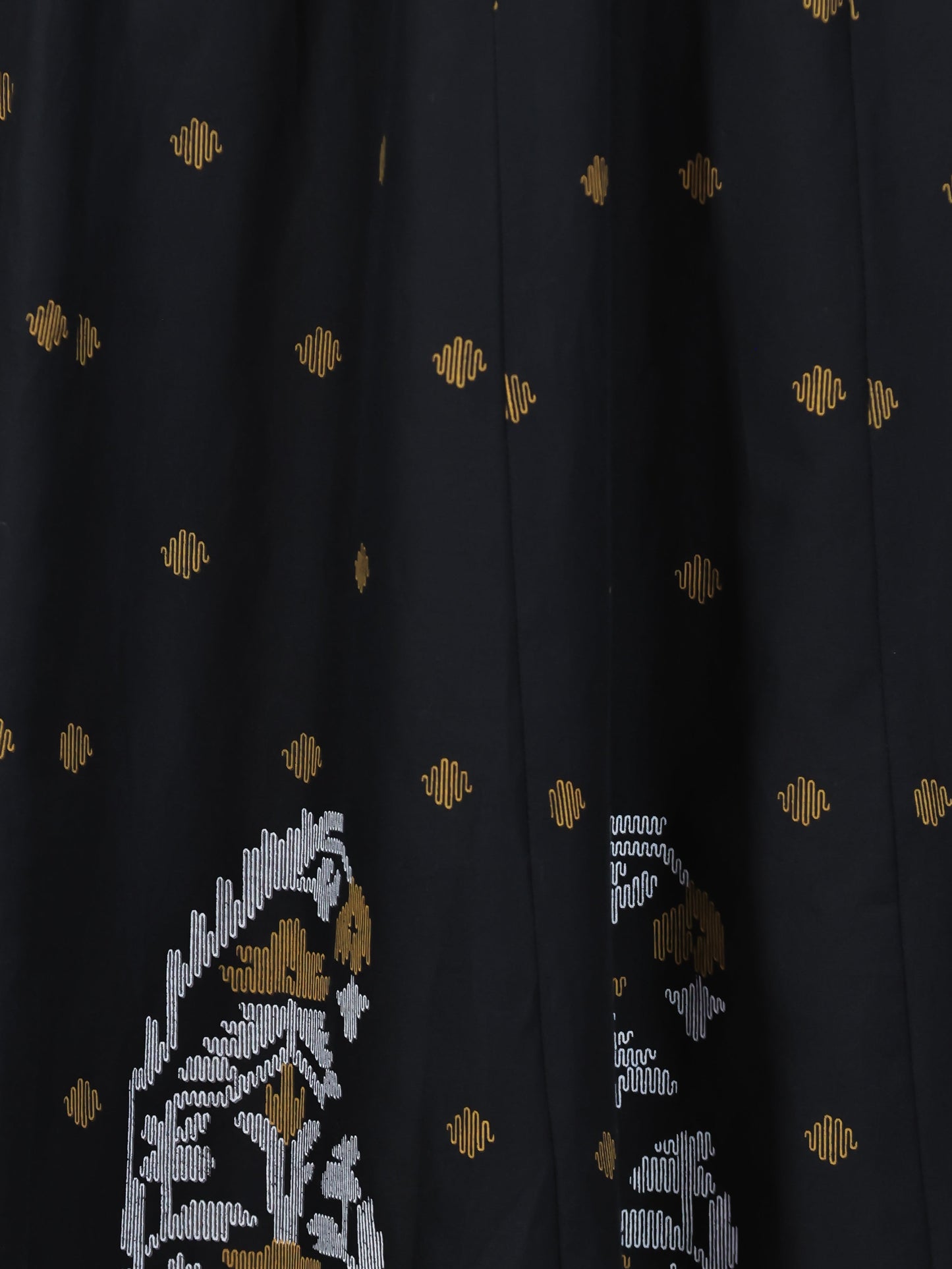 Embroidered Soft Cotton Placement Print Straight Black Kurta