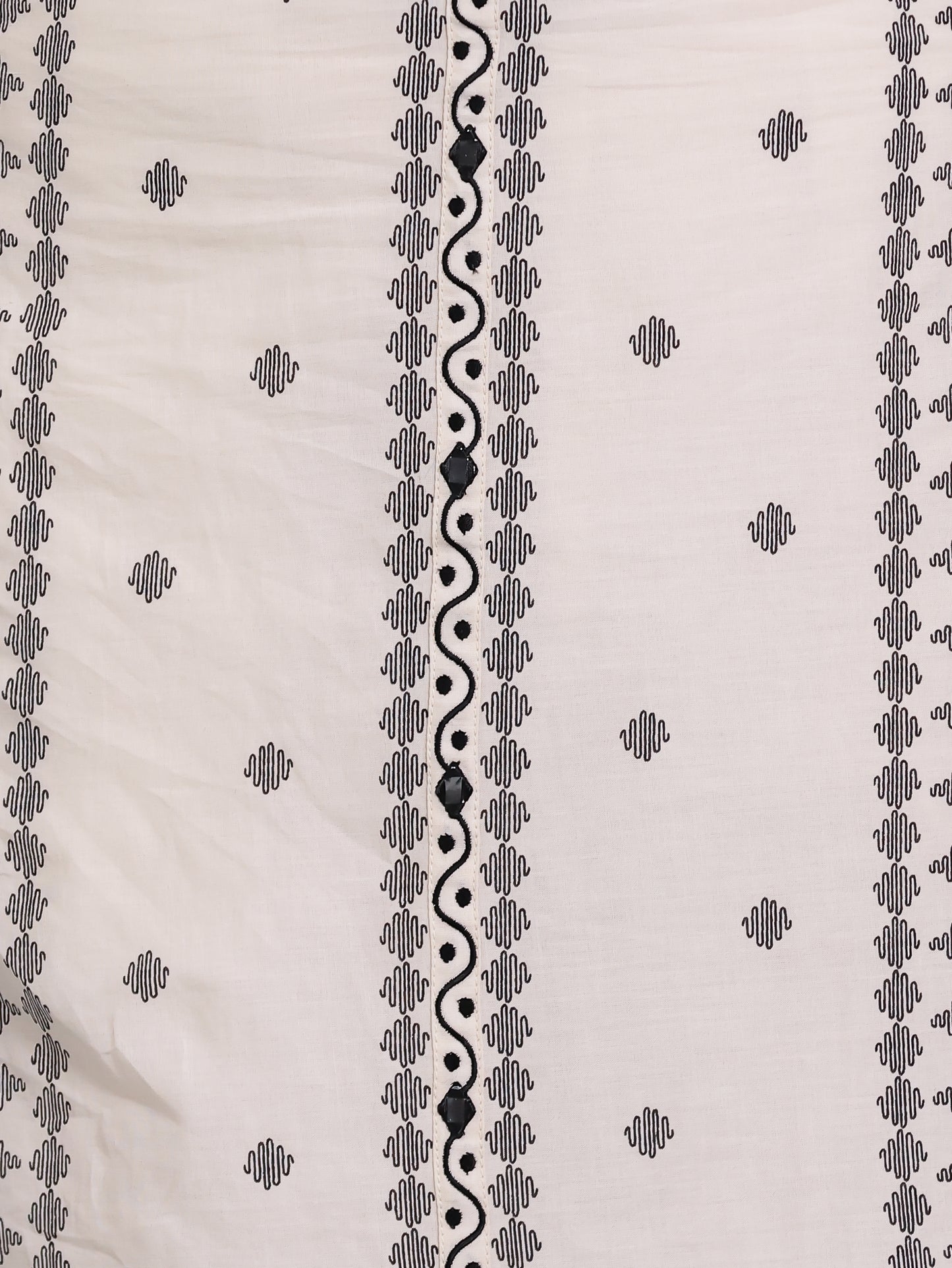 Embroidered Soft Cotton Geometric Straight Cream Kurta