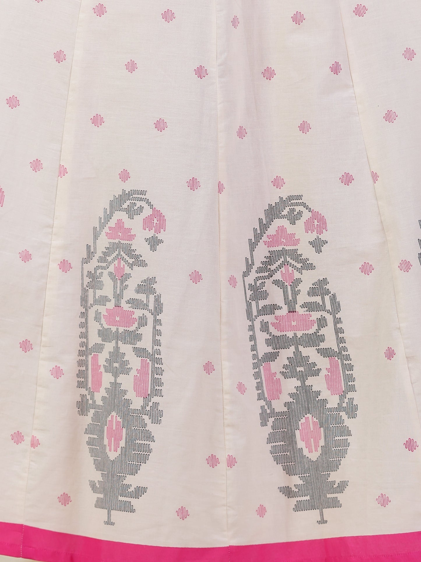 Embroidered Soft Cotton Butti Anarkali Cream Dress