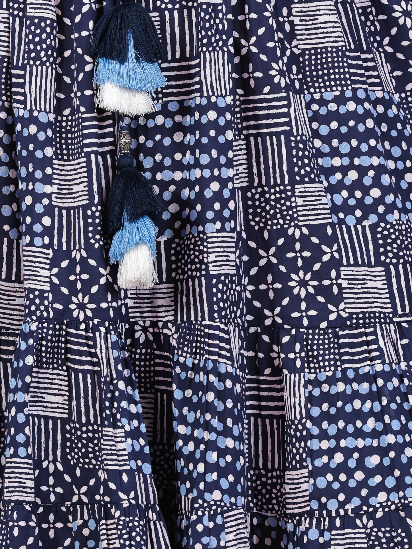 Soft Cotton Geometric Anarkali Indigo blue Dress