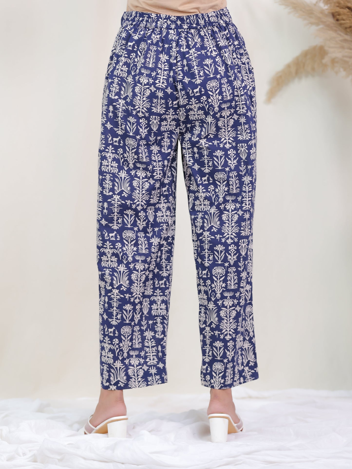 Soft Cotton Butta High Low Indigo blue Kurta