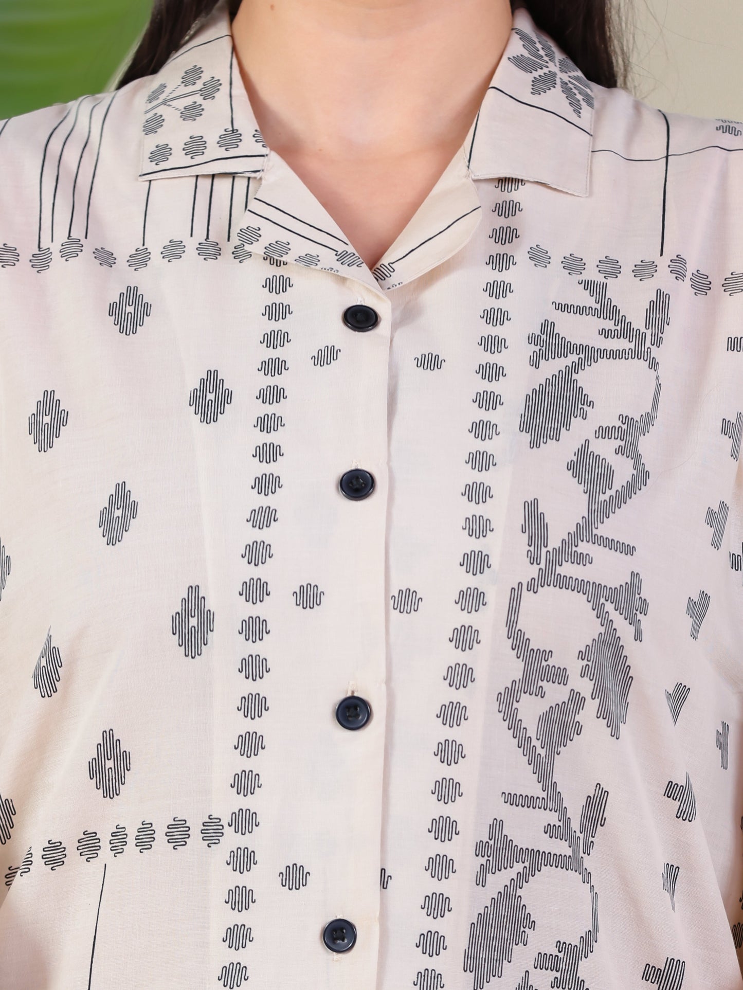Soft Cotton Patchwork Kaftan Cream Kurta
