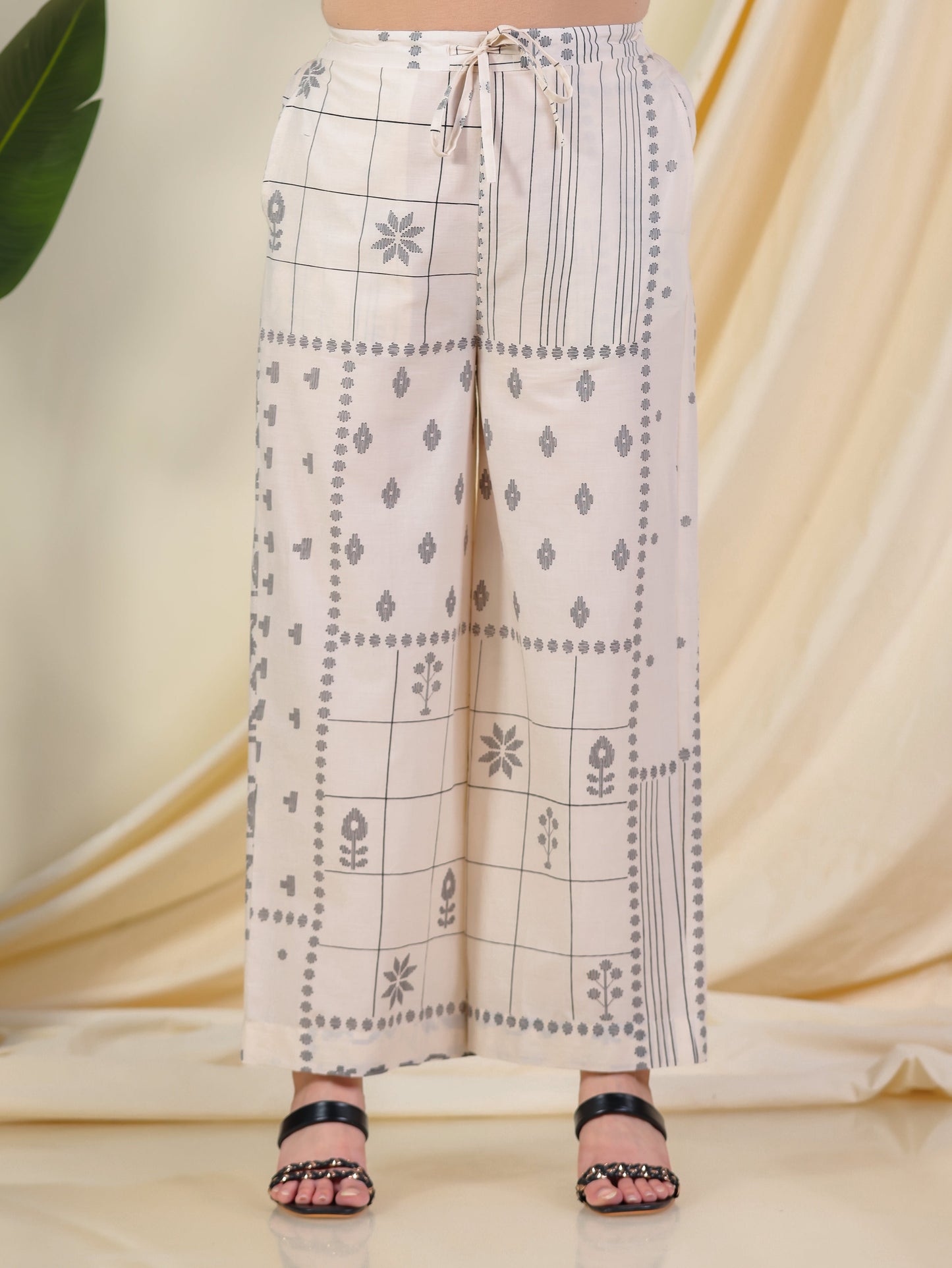 Soft Cotton Patchwork Kaftan Cream Kurta
