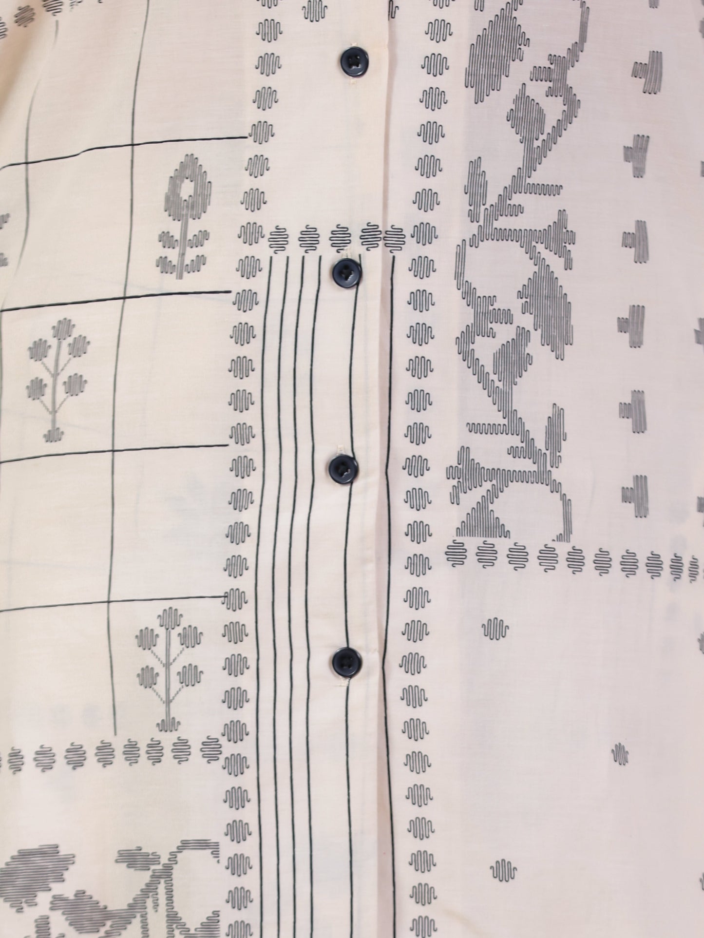 Soft Cotton Patchwork Kaftan Cream Kurta