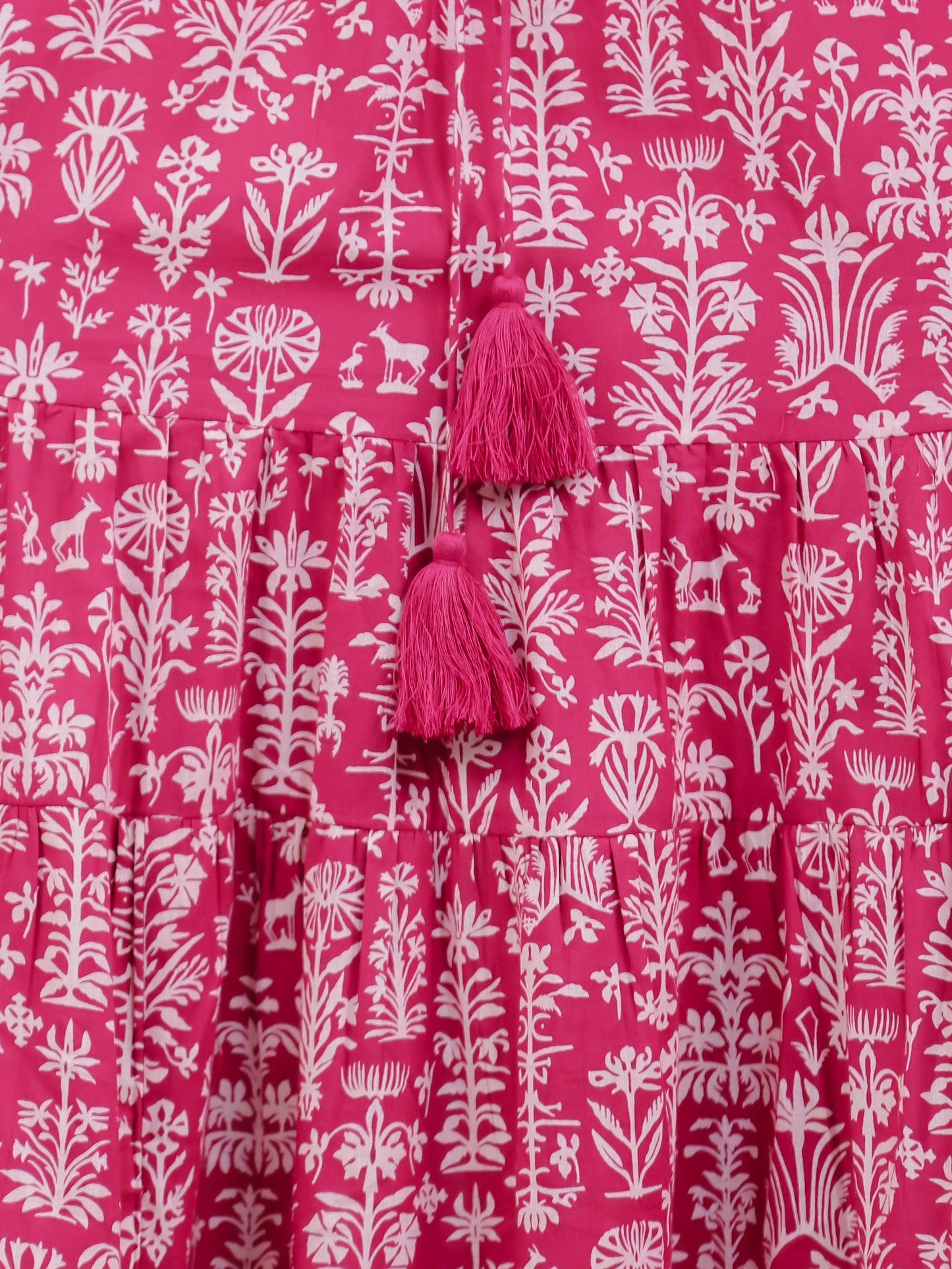 Soft Cotton Floral Anarkali Pink Dress