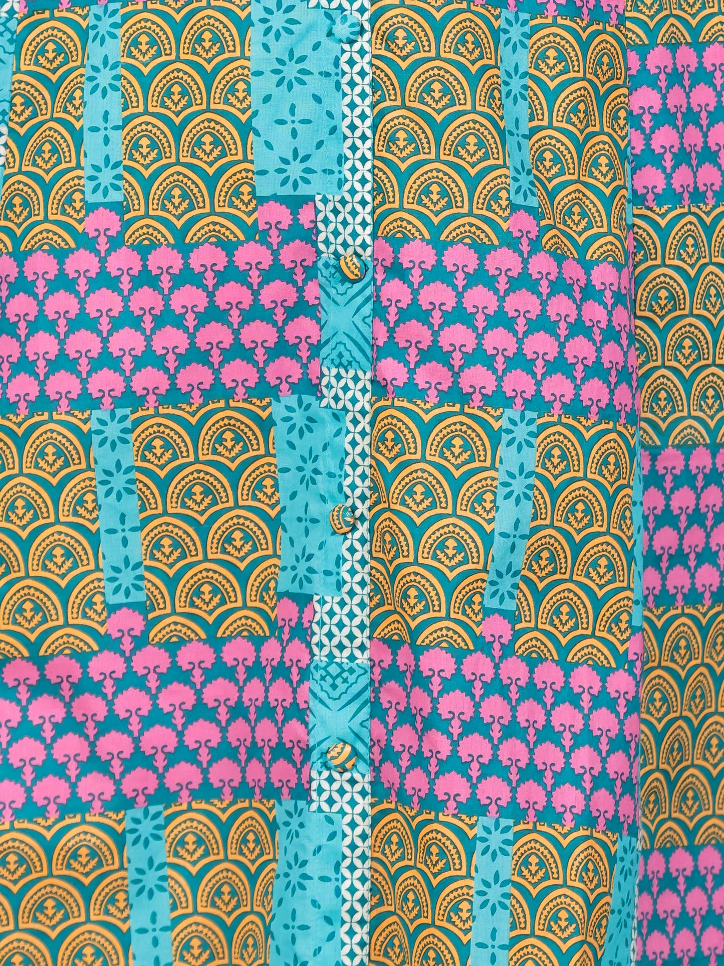 Soft Cotton Patchwork High Low Multicolor Kurta