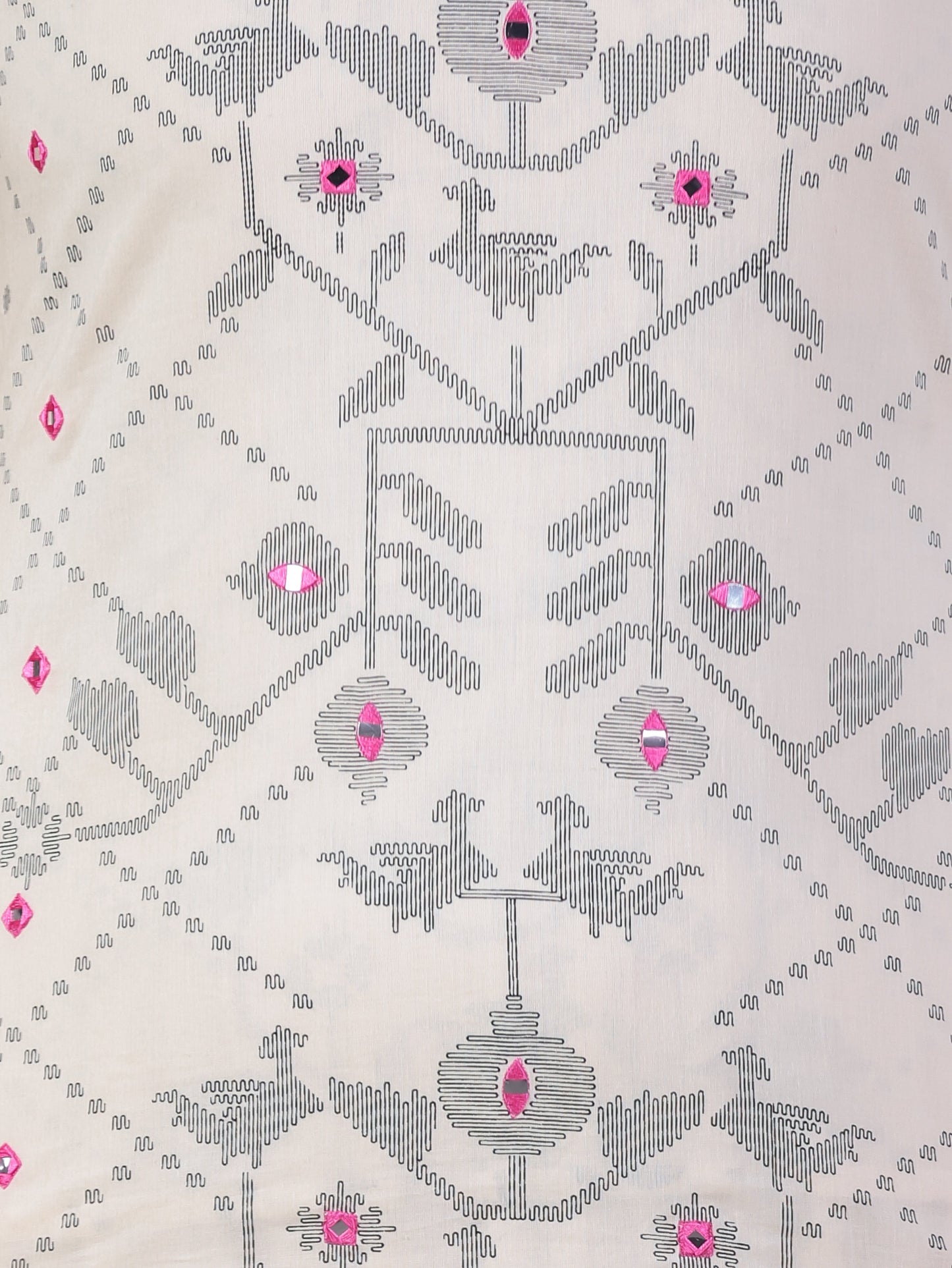 Embroidered Soft Cotton Placement Print Straight Cream Kurta