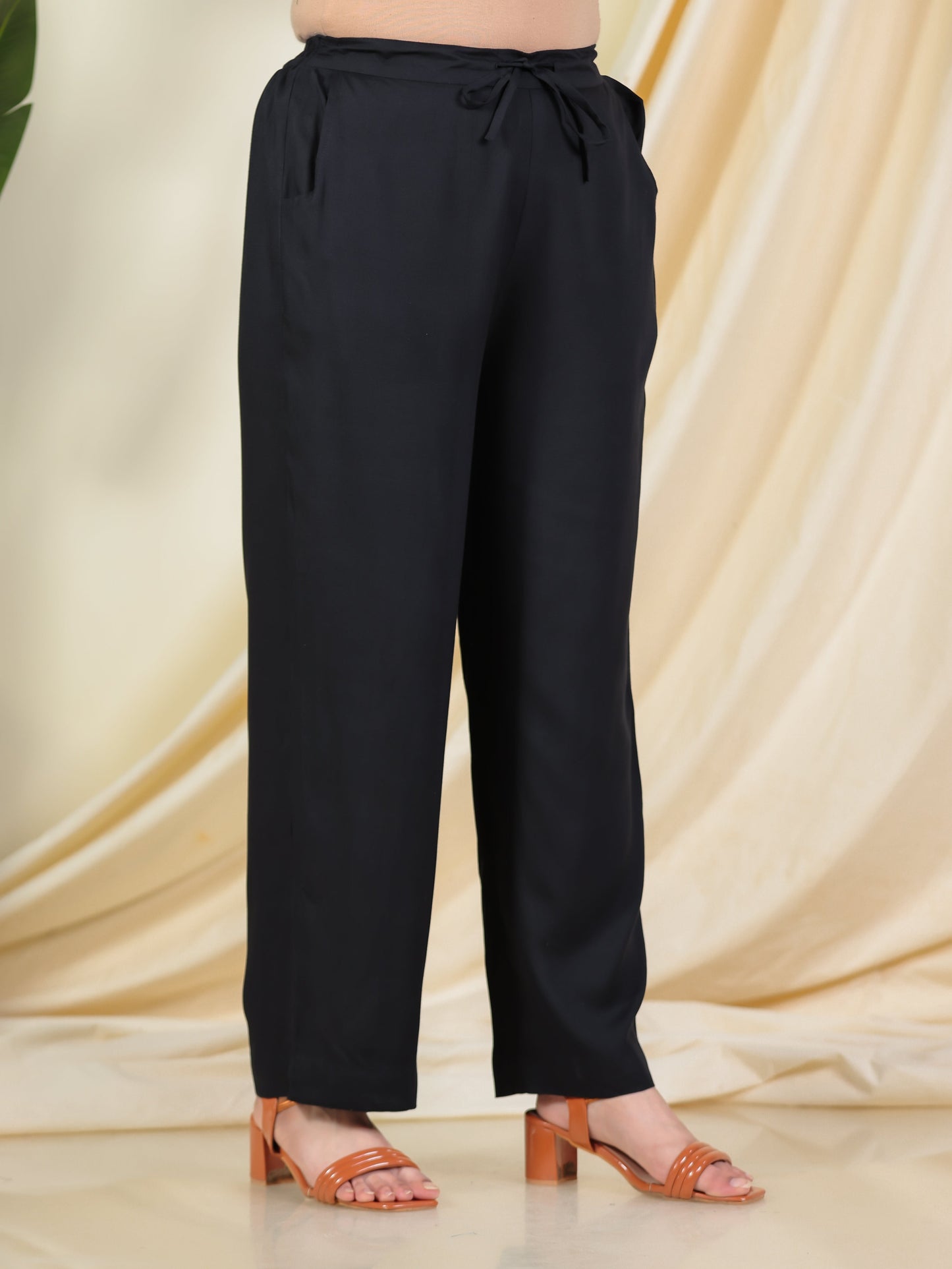 Viscose Patchwork Straight Black Kurta