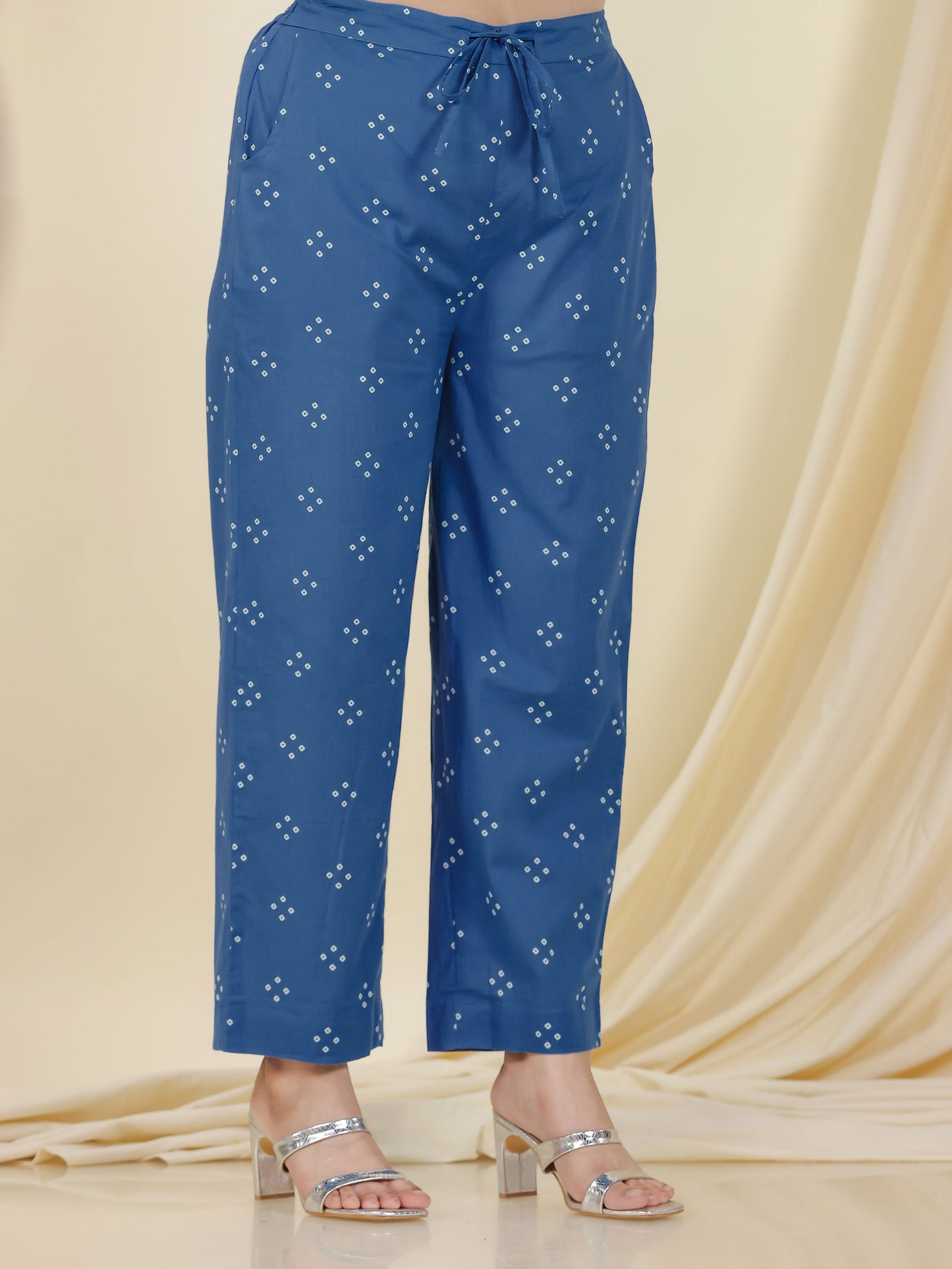 Embroidered Soft Cotton Bandhani Blue