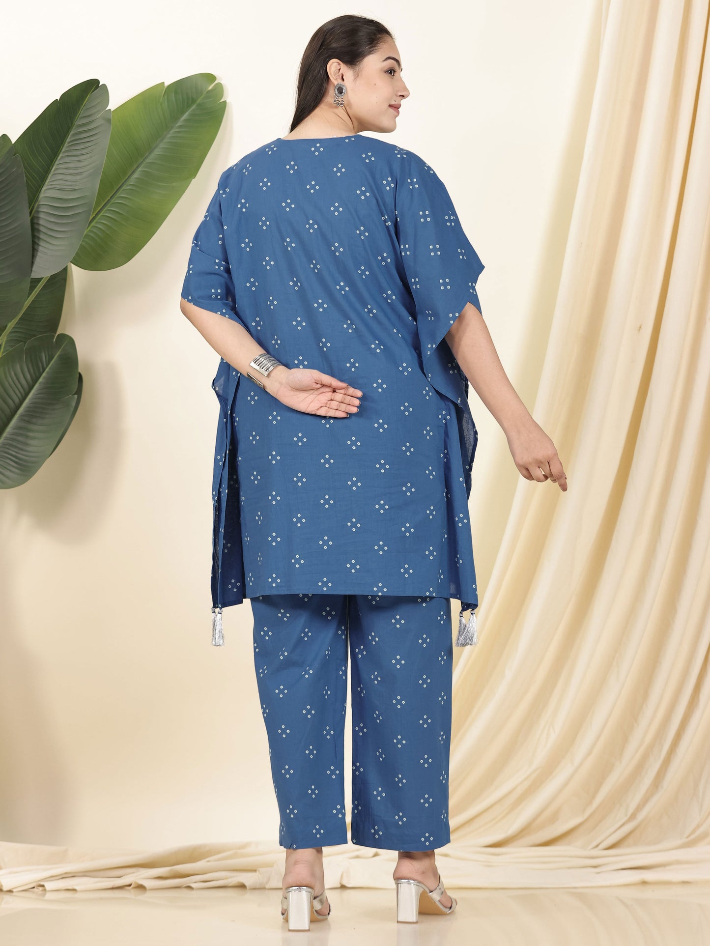 Embroidered Soft Cotton Bandhani Blue