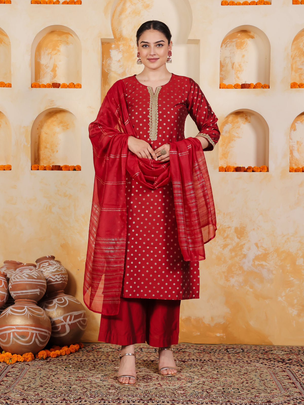 Chanderi Solid Red Dupatta