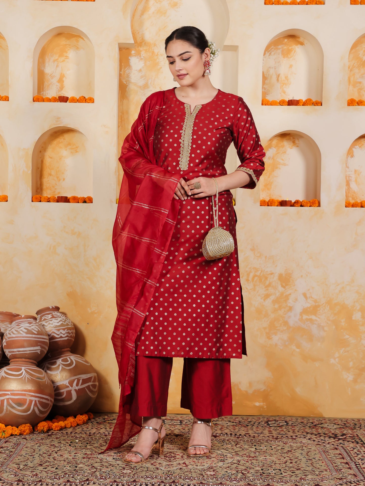 Chanderi Solid Red Dupatta