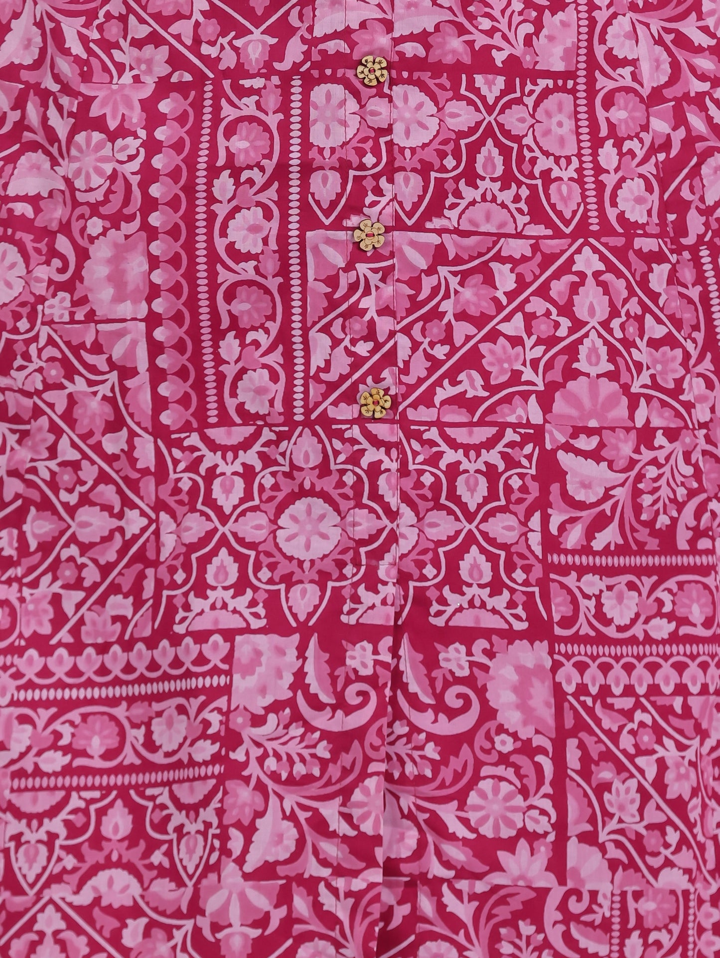 Soft Cotton Patchwork High Low Pink Kurta