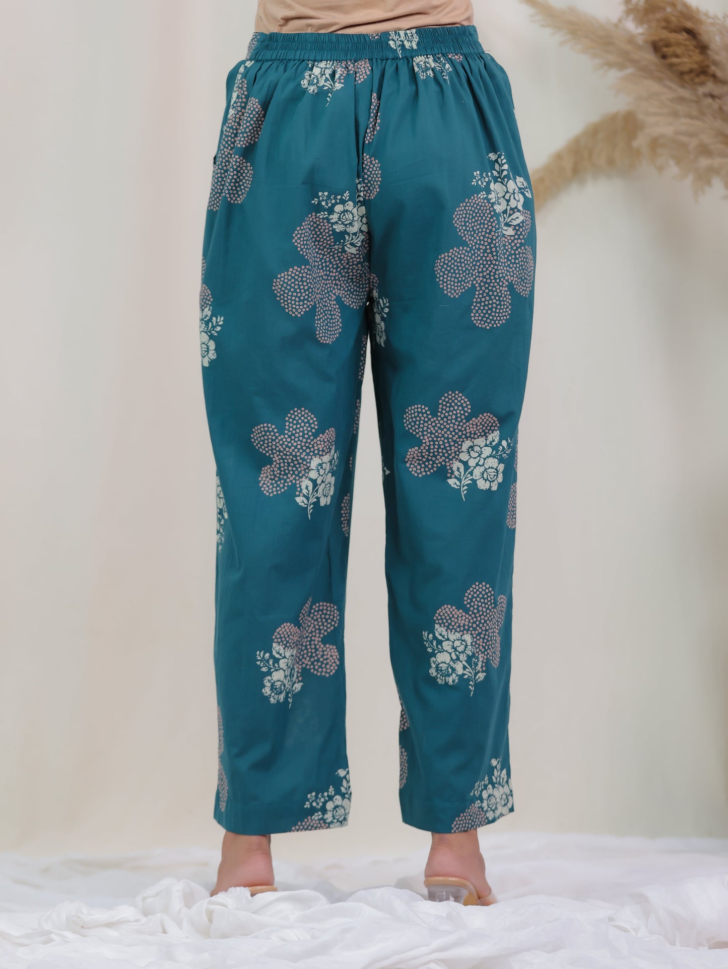 Soft Cotton Bandhani Angrakha Teal Kurta