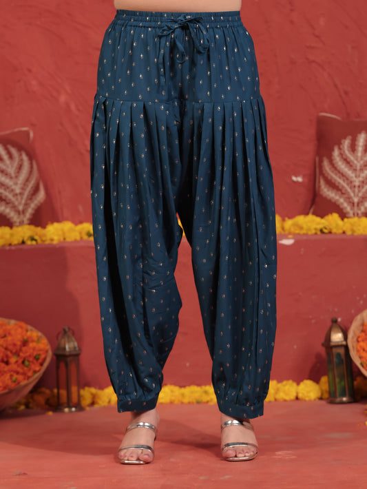 Chanderi Gold foil Teal Salwar