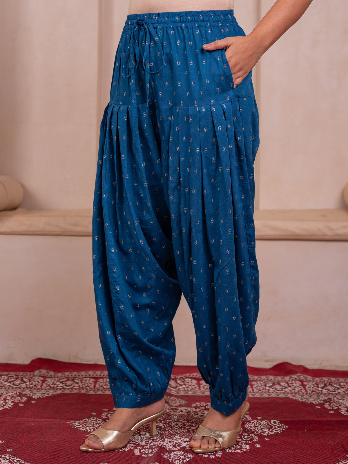 Chanderi Gold foil Teal Salwar
