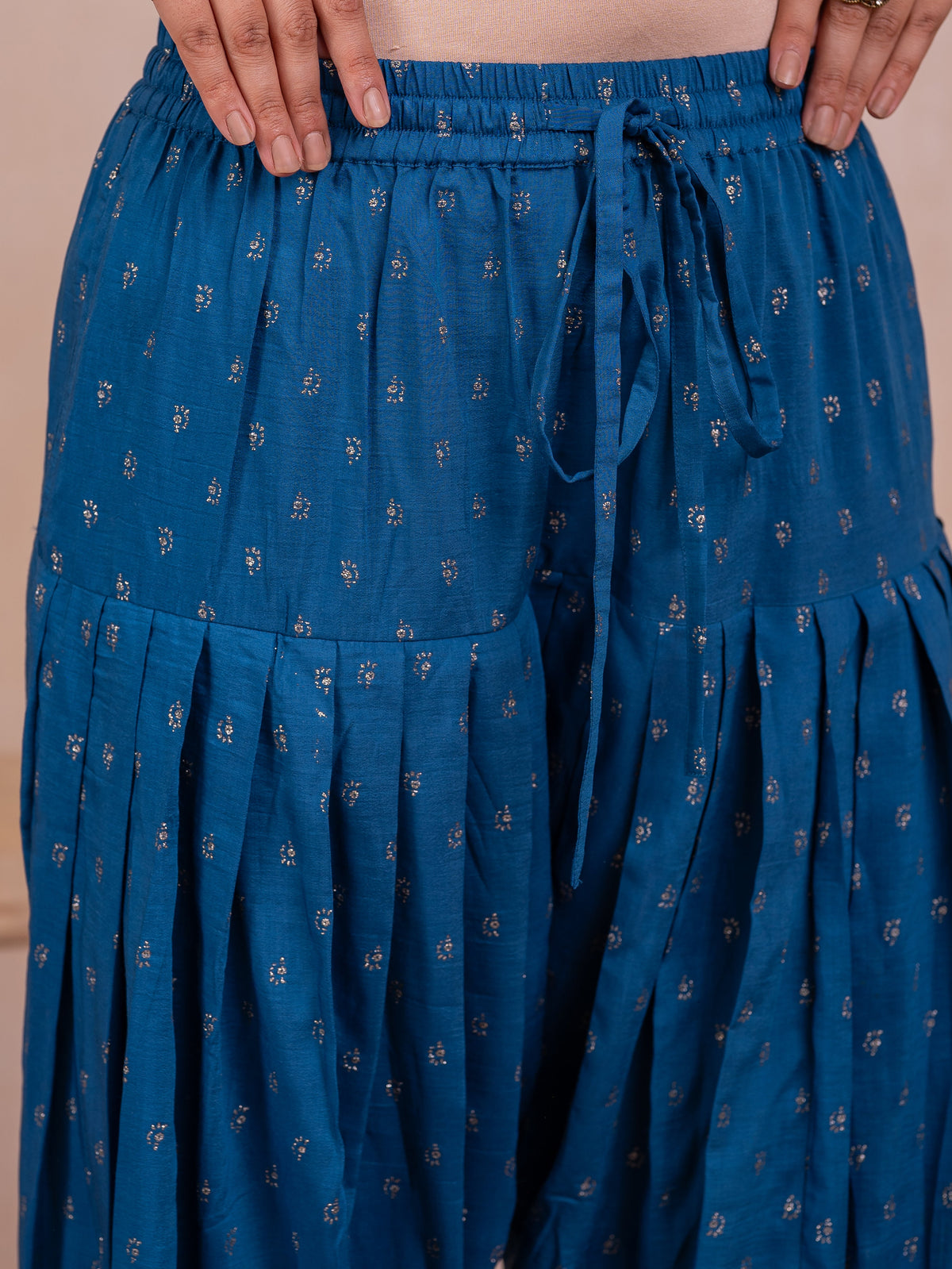 Chanderi Gold foil Teal Salwar