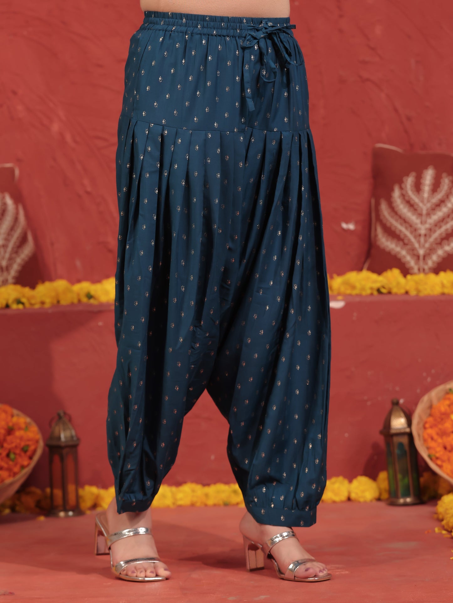 Chanderi Solid Straight Teal Kurta