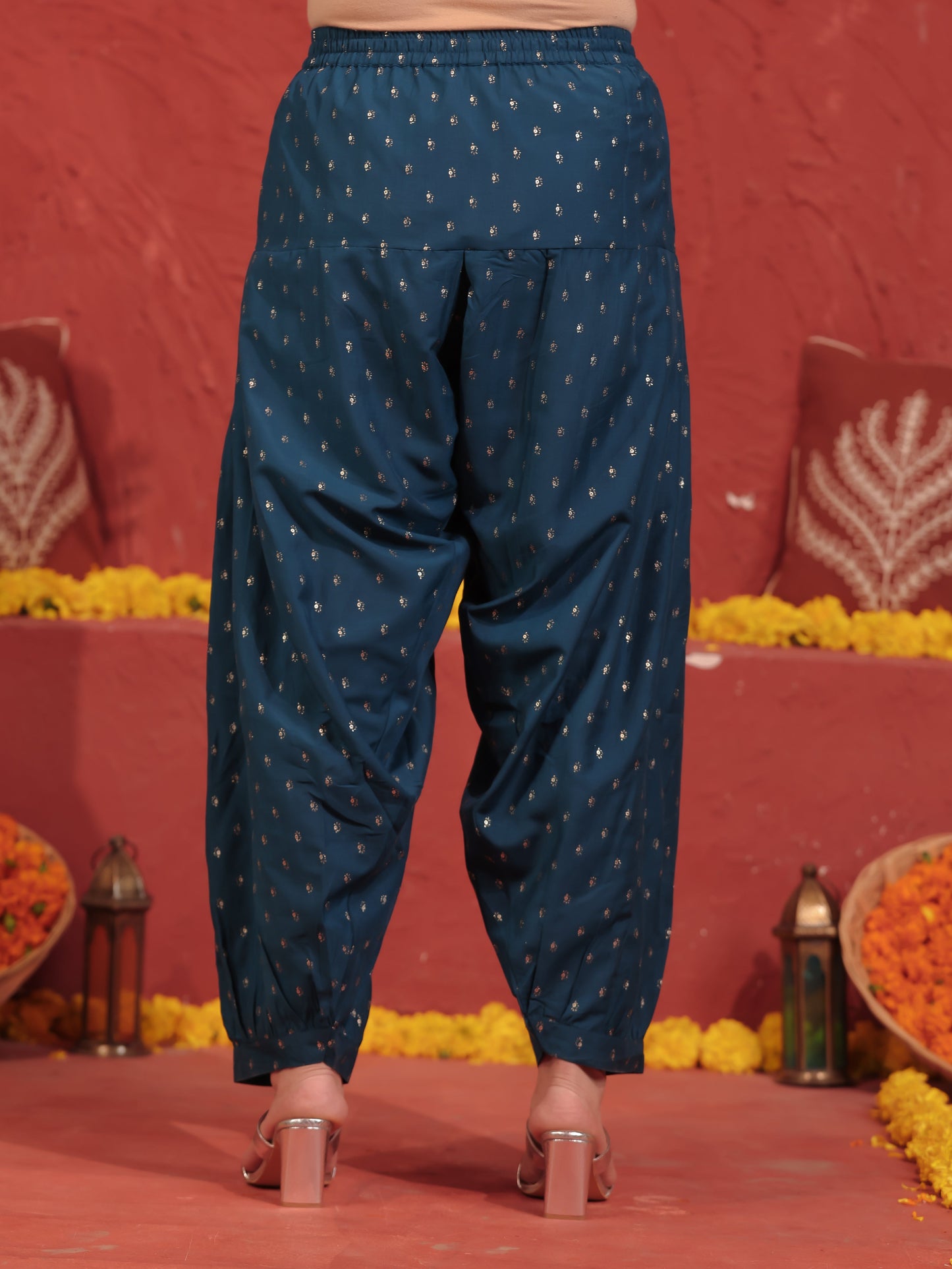 Chanderi Solid Straight Teal Kurta