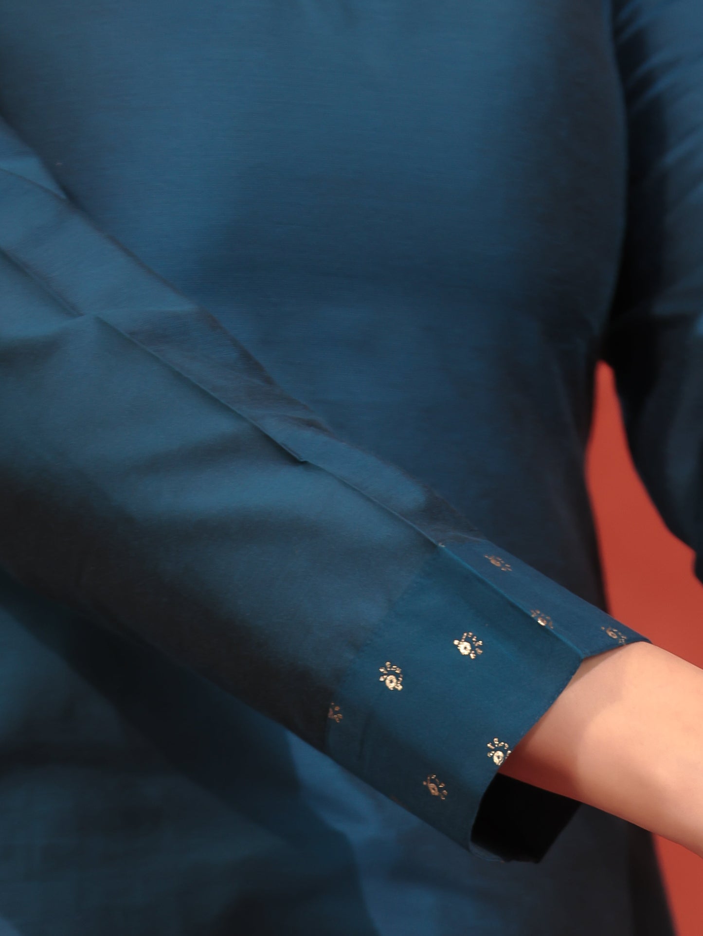 Chanderi Solid Straight Teal Kurta