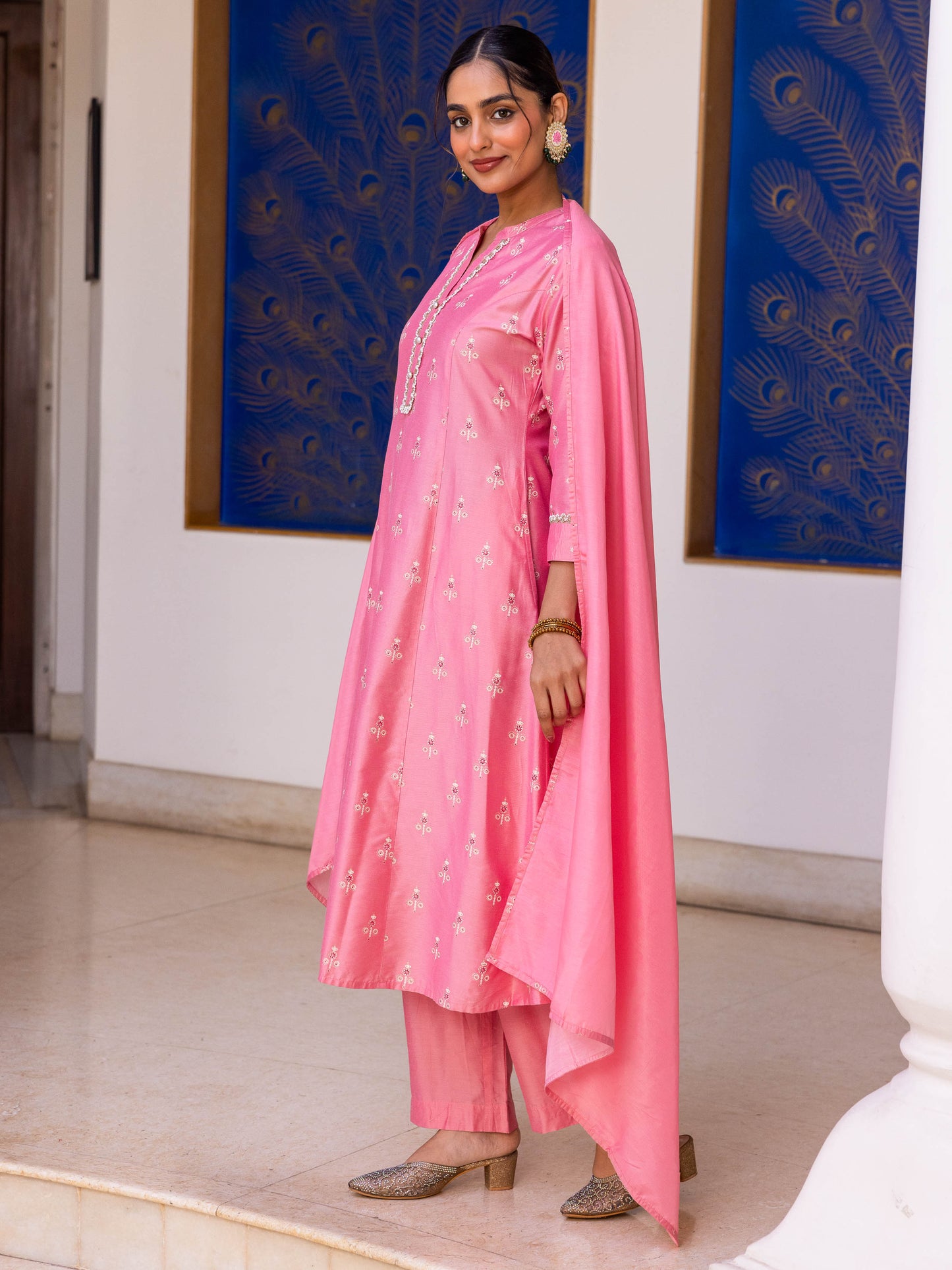 Blended Silk Solid Peach Dupatta