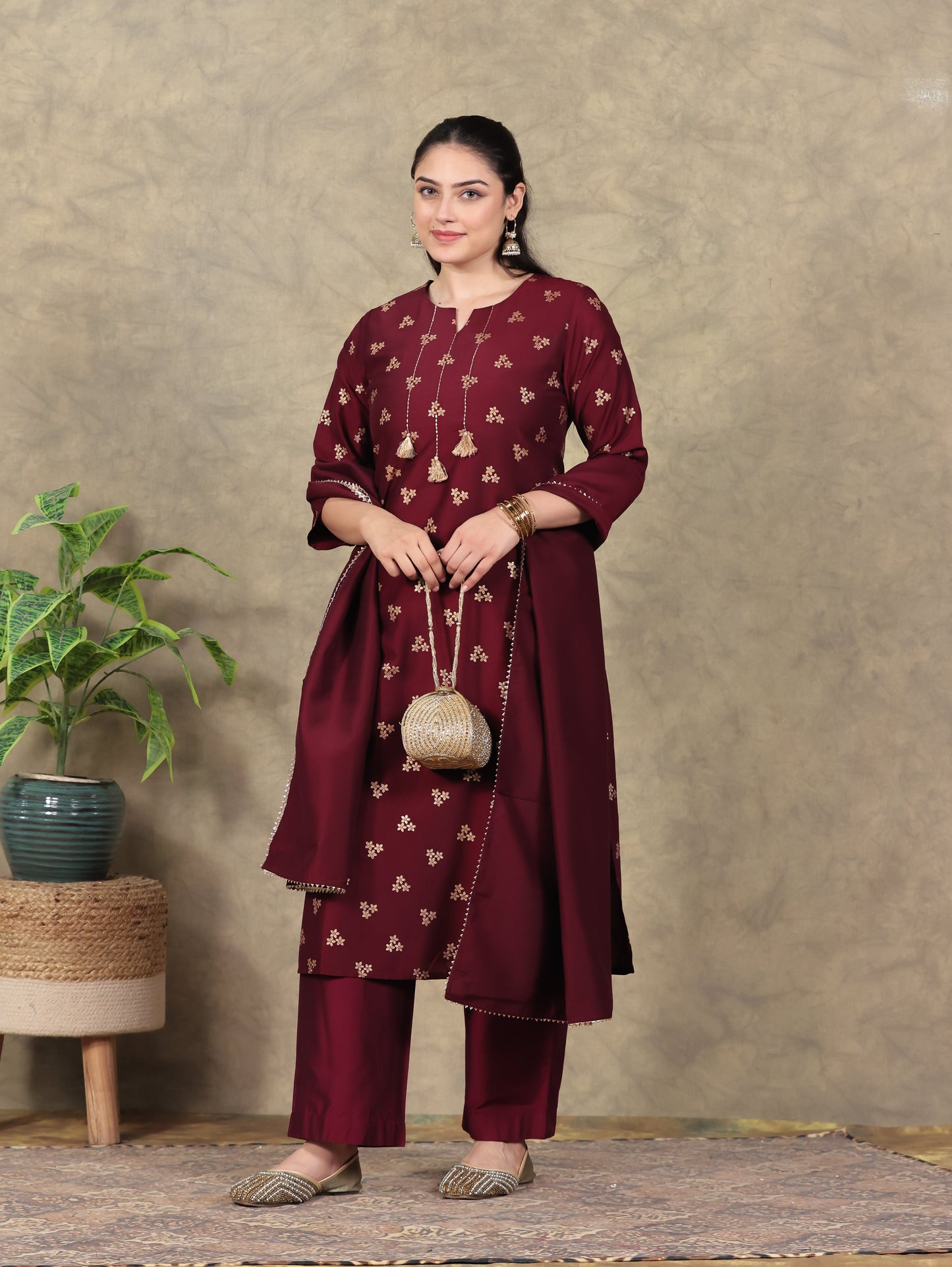 Muslin Solid Maroon Dupatta