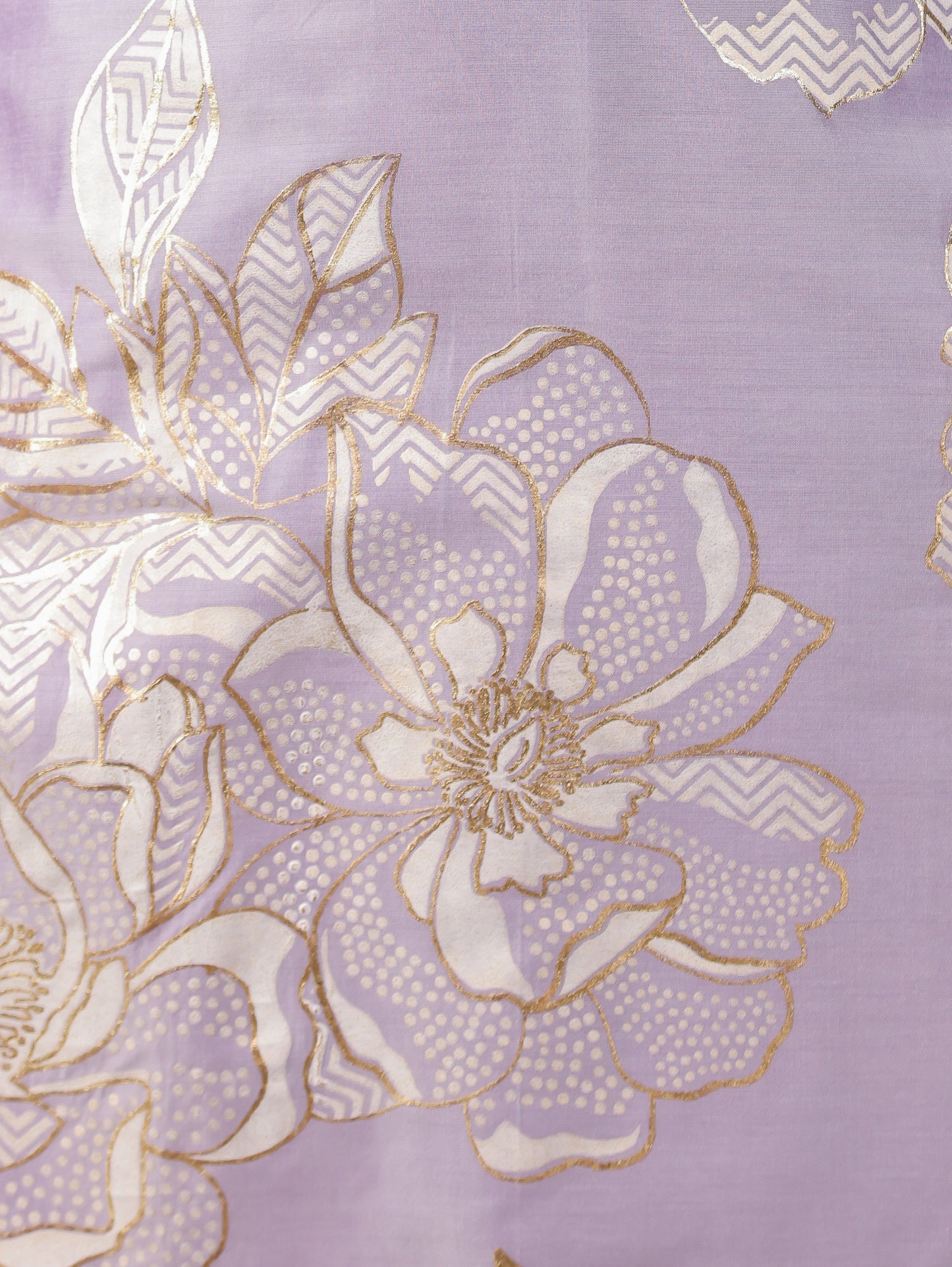 Poly Chanderi Floral Straight Lavender Kurta